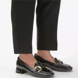 Clarks DAISS 30 TRIM BLACK PATENT Leather Heeled Loafers Professional Shoes 9
